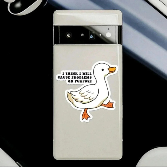 Funny duck vinyl sticker decal car bumper stick white bird orange fun sarcastic - Picture 5 of 5